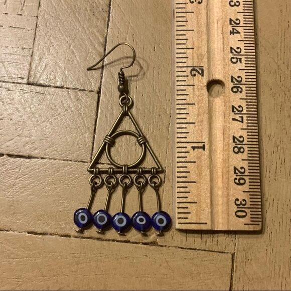 Evil Eye Drop Earrings HP Deathly Hallows Bronze - Picture 6 of 6
